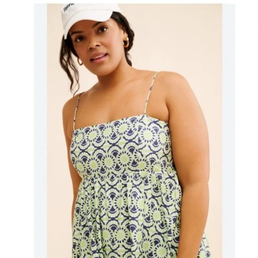 By Anthropologie Maeve Square-Neck Babydoll Mini Dress size PXL new GREEN nwt - Picture 3 of 11